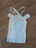 River Island 6 White Rib Criss Cross Sleeveless Top