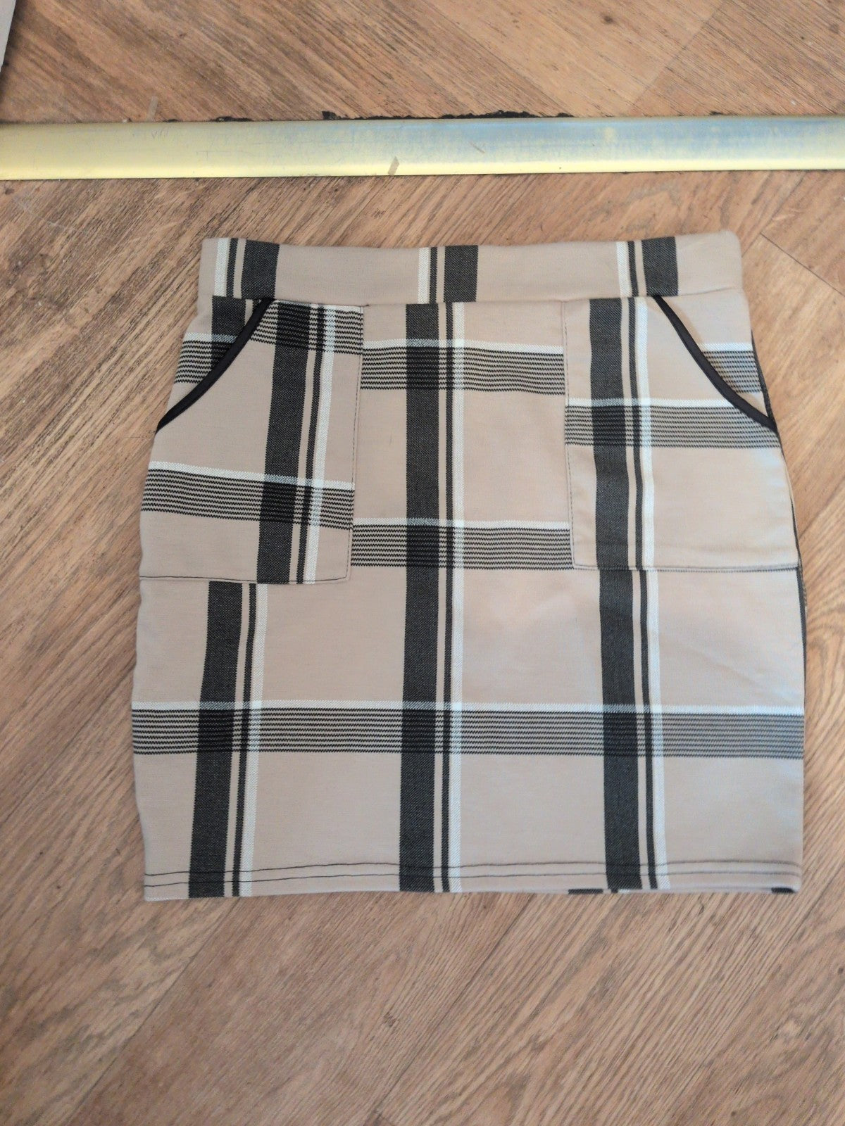 Select 10 Beige Check Knee Length Skirt