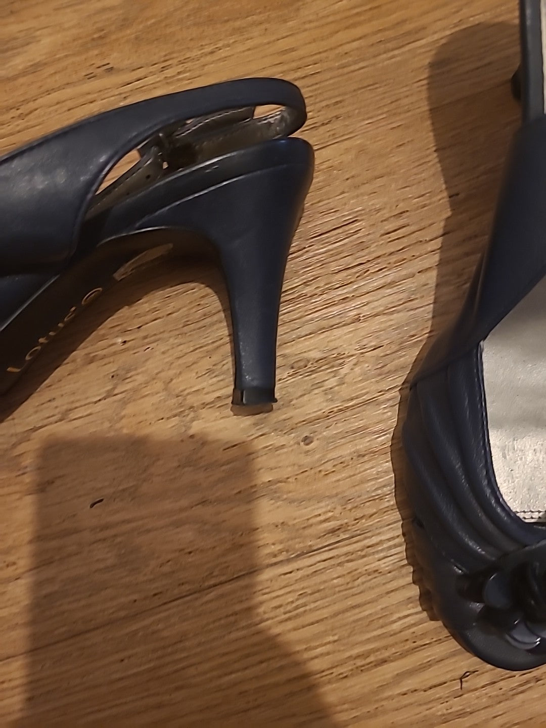 Ladies Lotus Size 6 Navy Open Toe Hells