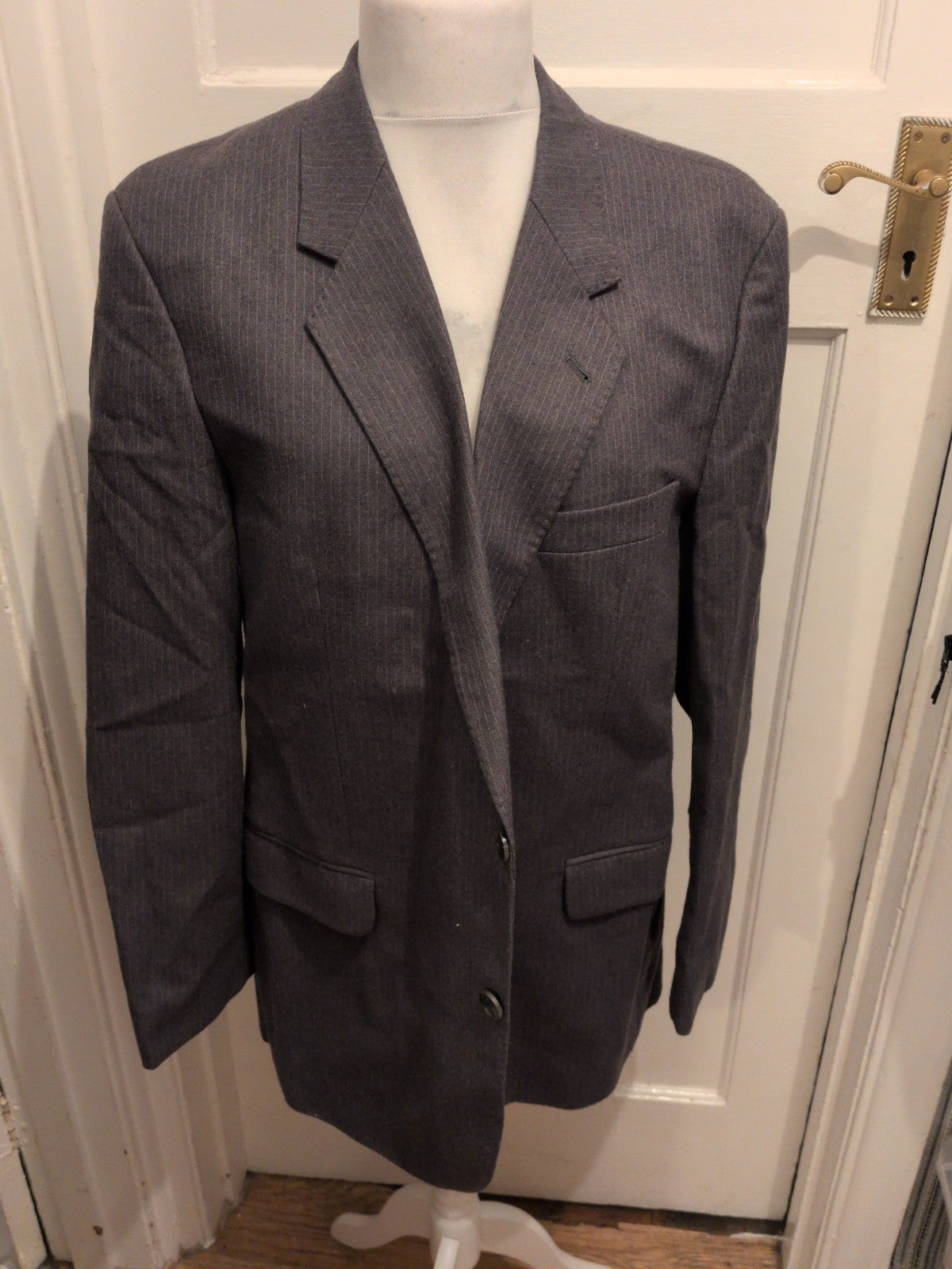 Male Large Grey Pinstripe Suit Jacket