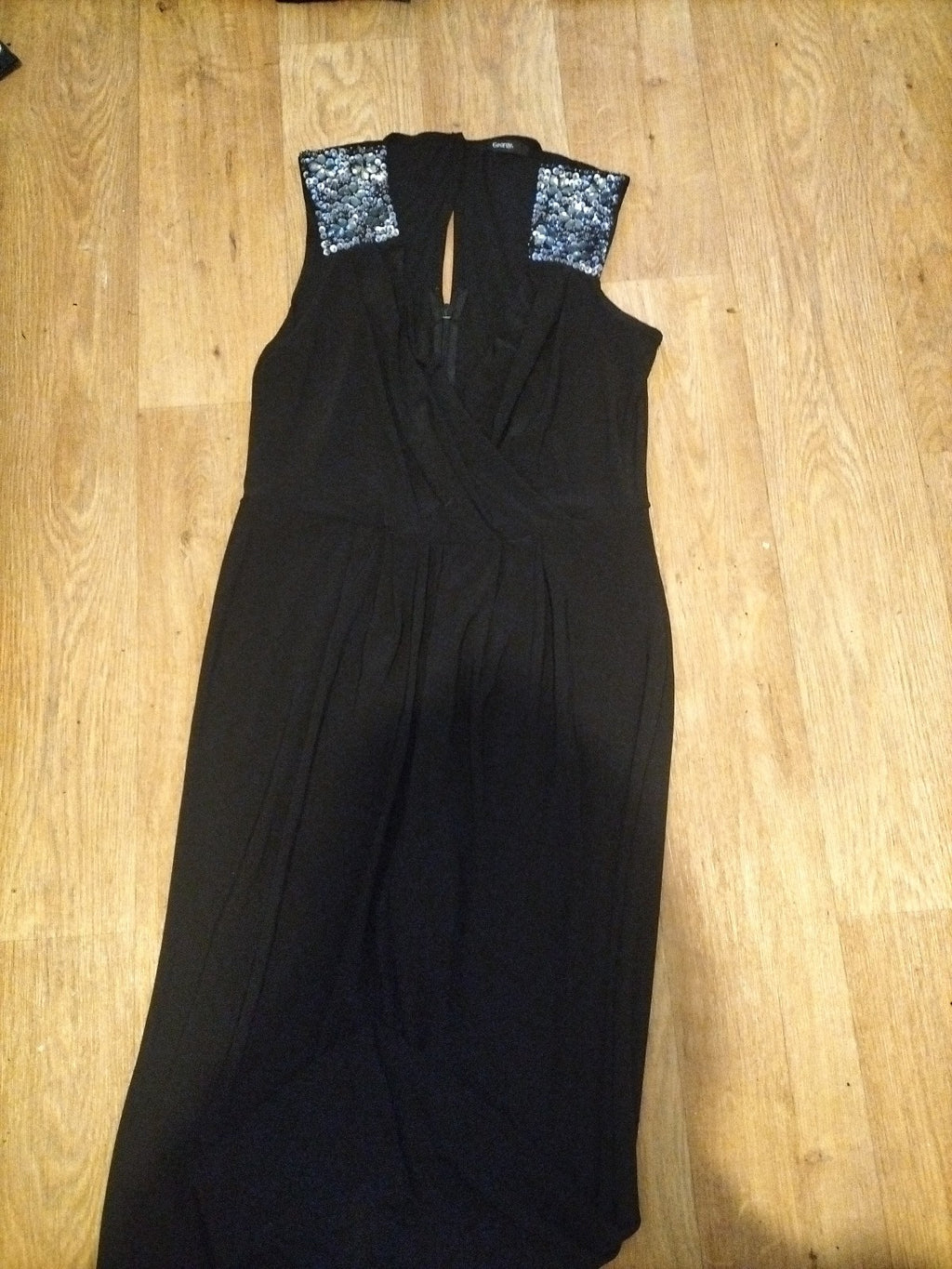 George 12 Black Sequin Sleeveless Jumpsuit