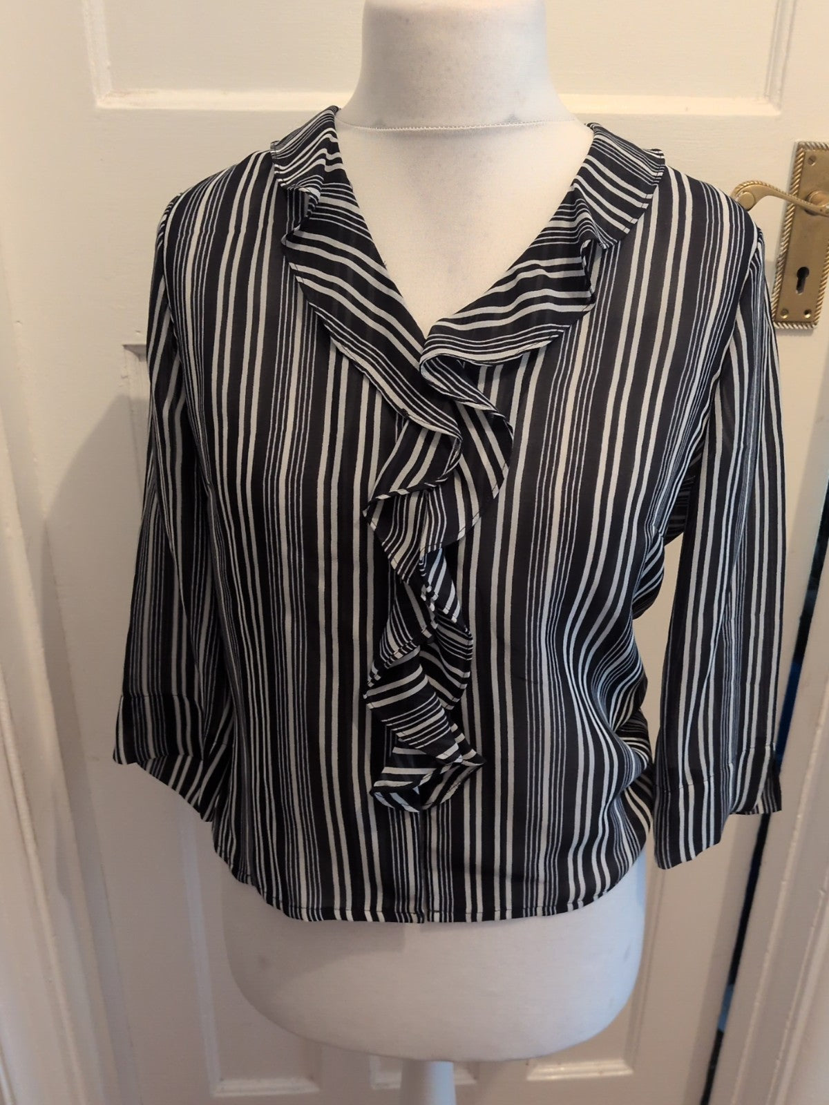 Alex And Co 12 Navy And White striped Long Sleeved Blouse