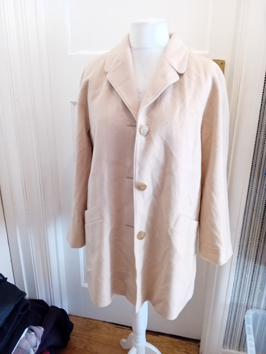 12 Pale Beige Wool&Cashmere Blend Lined Jacket