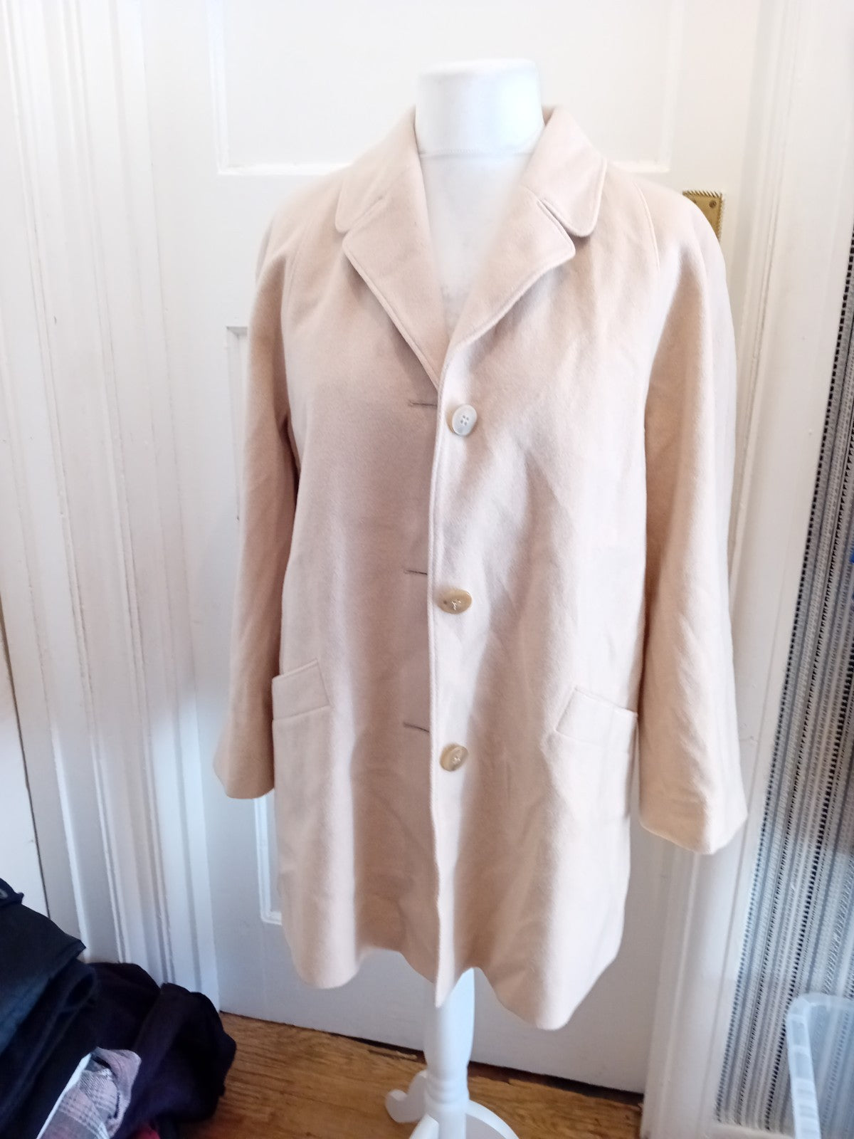 12 Pale Beige Wool&Cashmere Blend Lined Jacket