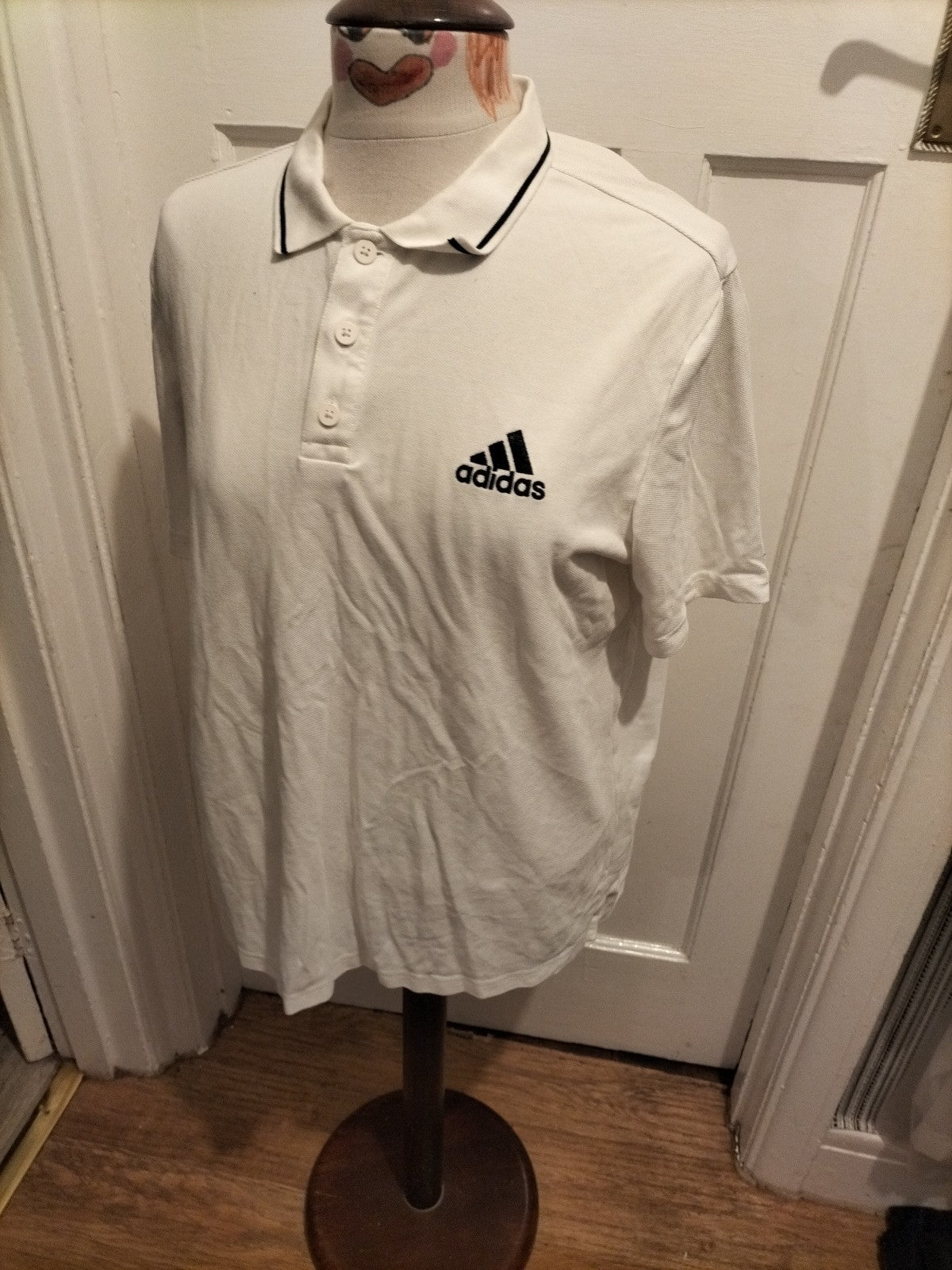 Mens Adidas Size Medium White Short Sleeved Polo