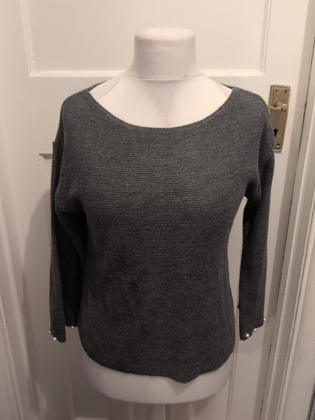 Ladies Anna Spinello Size Large Grey Knit Jumper