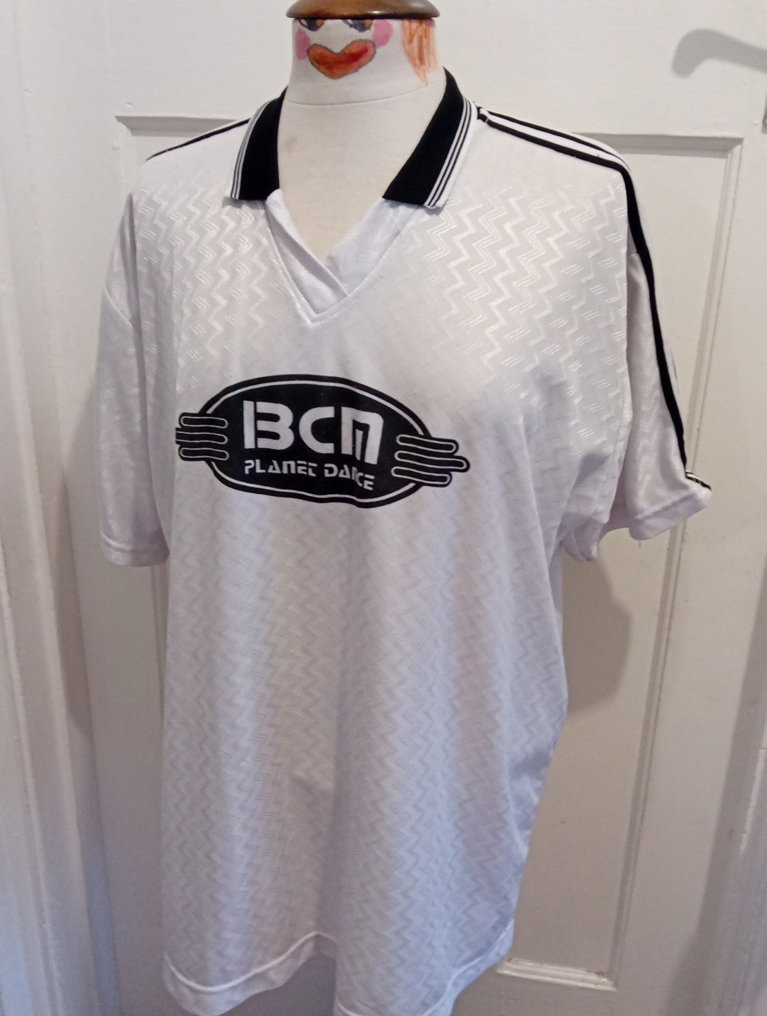 Mens BCM Size XL White Patterned Polo Shirt