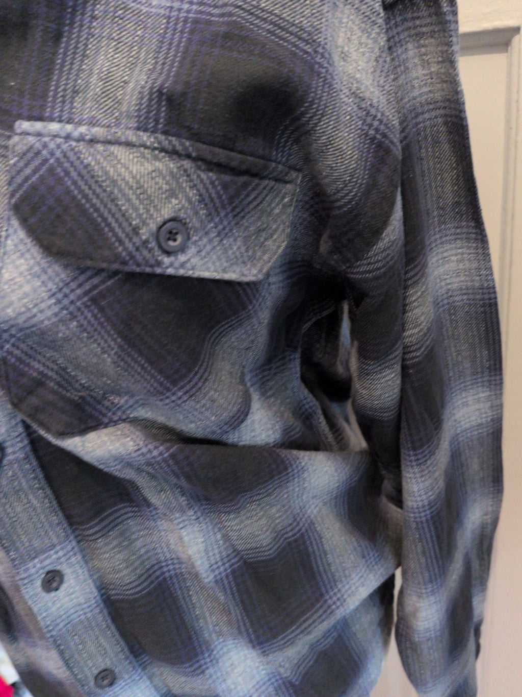 Marks And Spencer Medium Two Tone Grey Buttoned Shirt Cotton