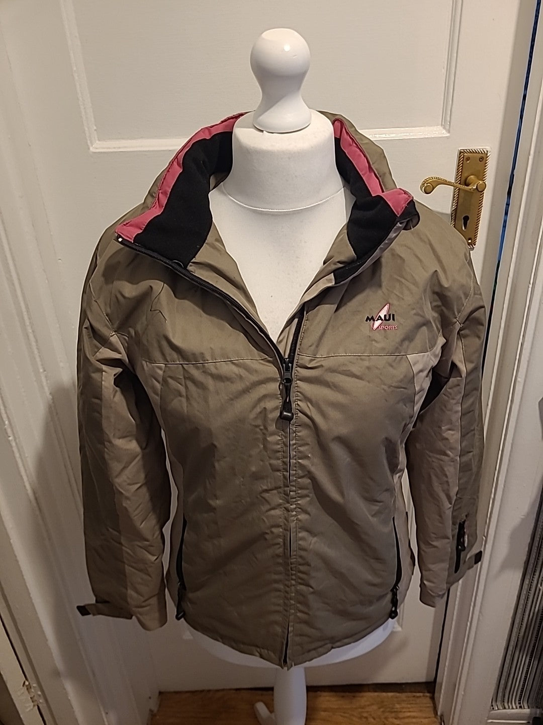 Ladies Maui Sports Size Medium Khaki Padded Zipped Jacket