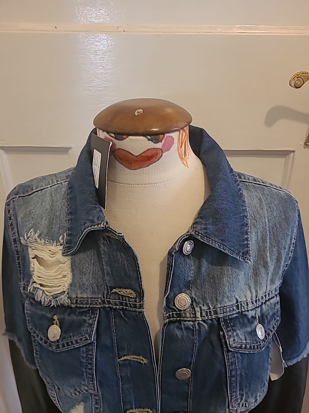 Brand New Ladies Parasian Size 8 Denim Pleather Jacket