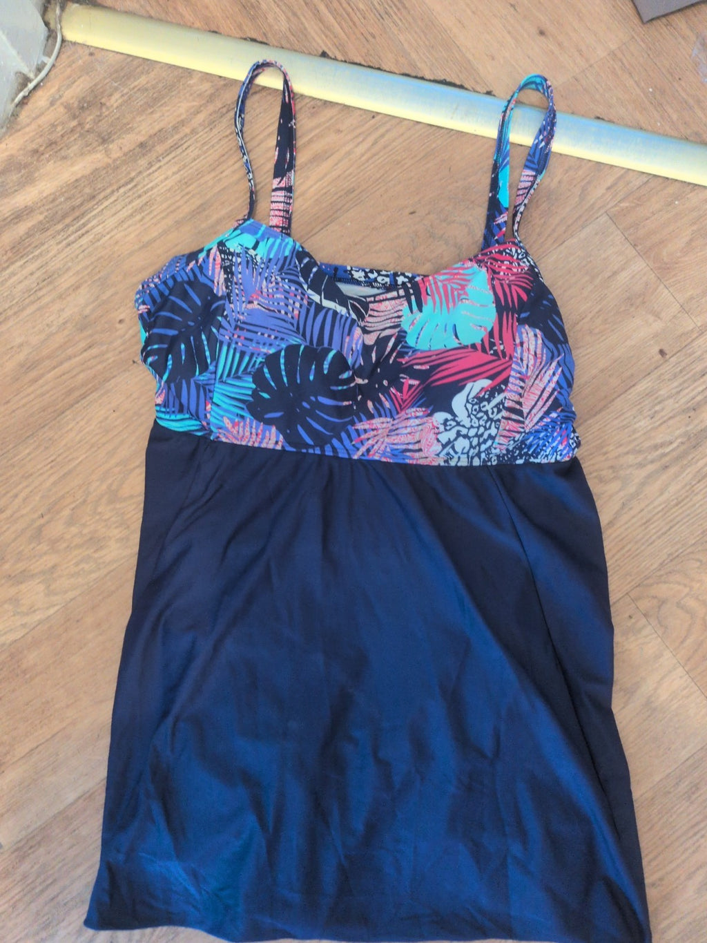 XL Navy Floral Sleeveless Swimming Costume