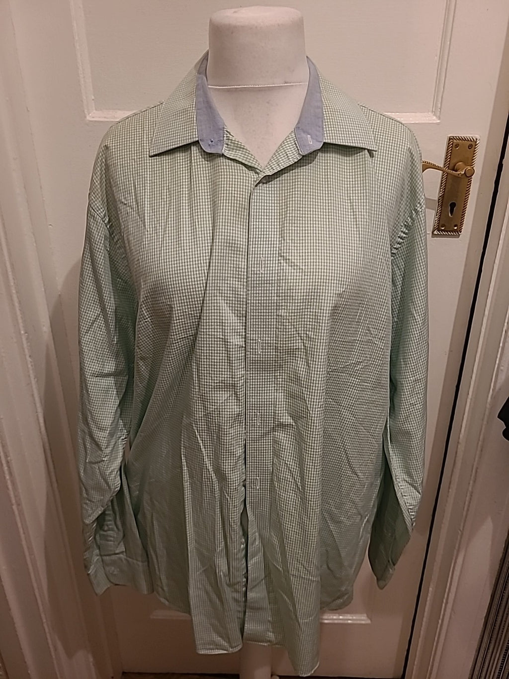Mens Taylor&Wright City Size 17.5 Green Check Long Sleeved Shirt