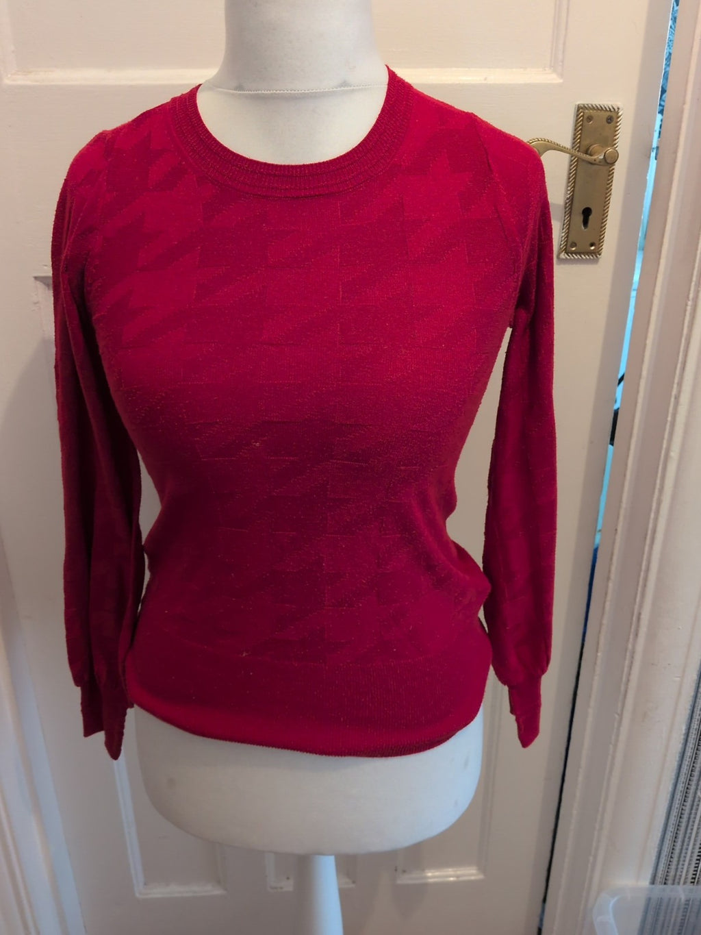Next XS Red Long Sleeve Pattern Lightweight Jumper