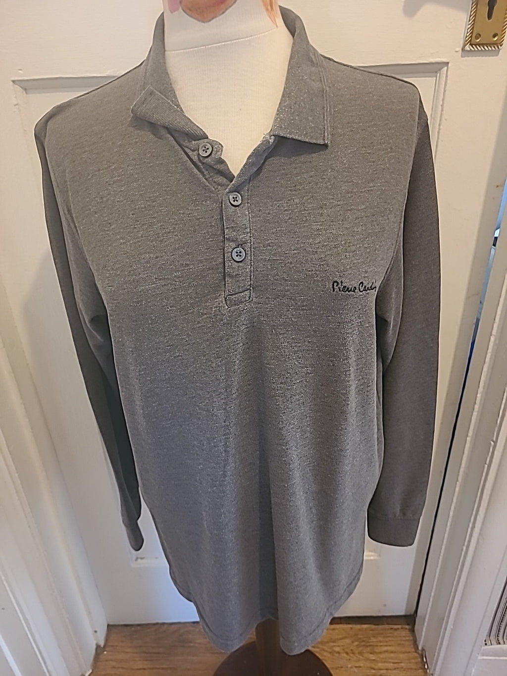 Mens Pierre Cardin Size Large Regular Grey Long Sleeved Polo