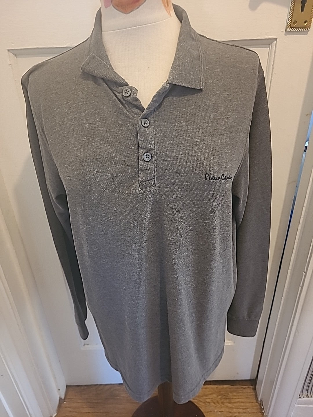 Mens Pierre Cardin Size Large Regular Grey Long Sleeved Polo