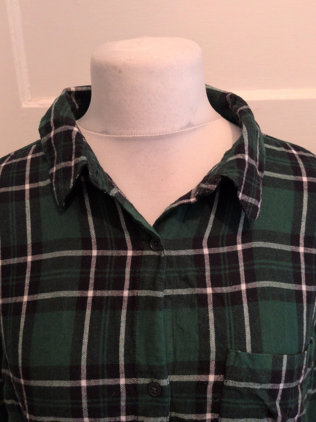 Primark XL Green Check Long Sleeve Buttoned Shirt