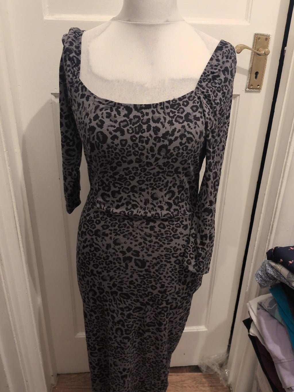 Sosandar Small Leopard Print Half Sleeve Dress