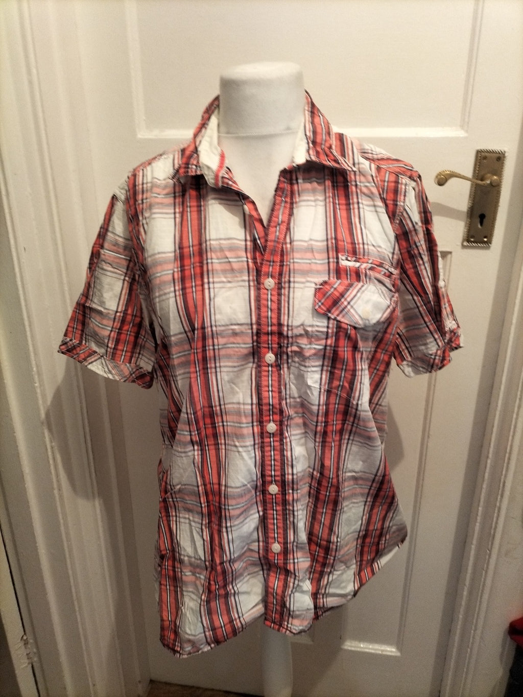 Mens North Coast Size XL Slim Fit Red And White Shirt