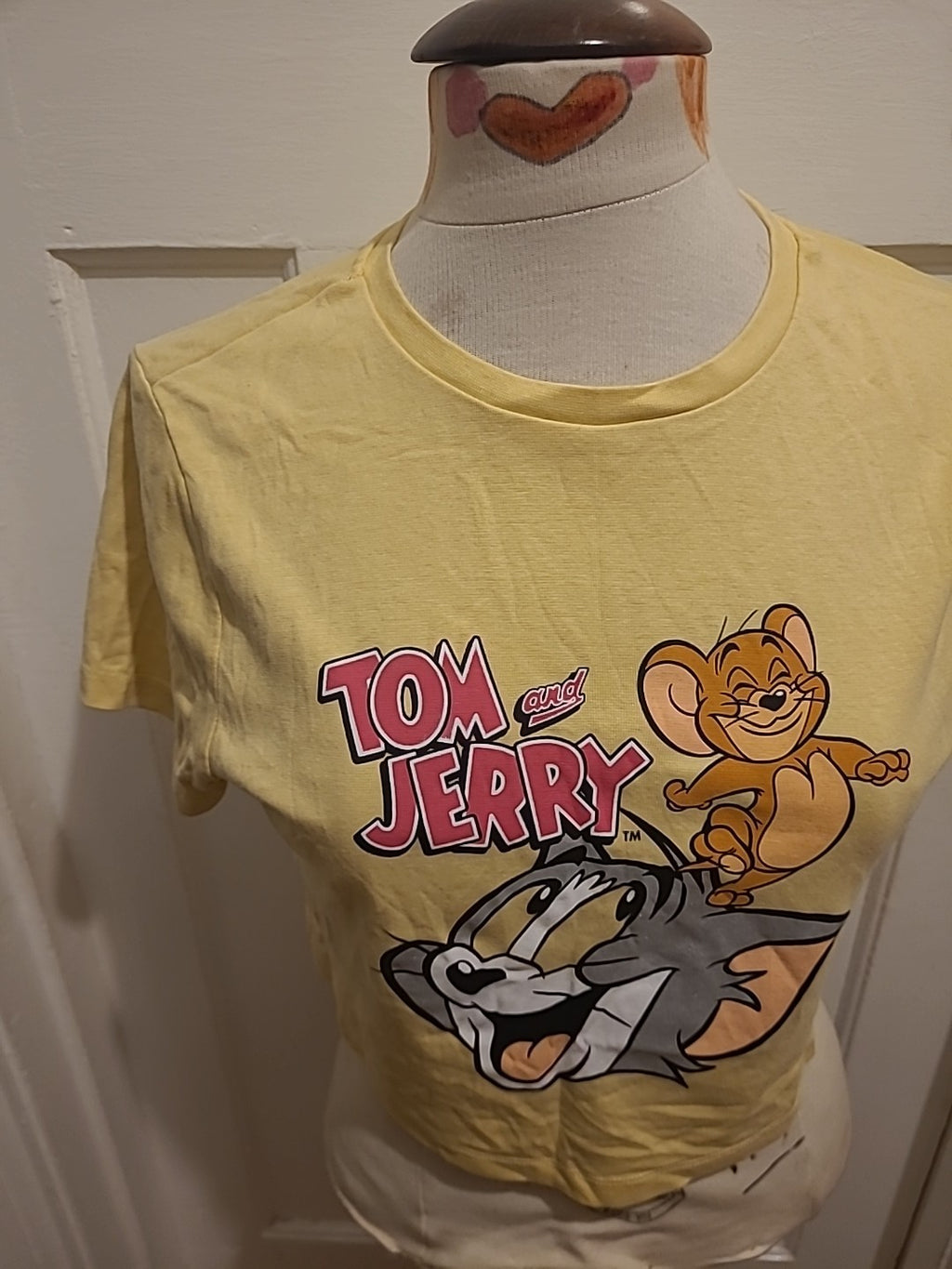 Ladies Tom&Jerry Size 14/16 Yellow Printed Crop Tshirt