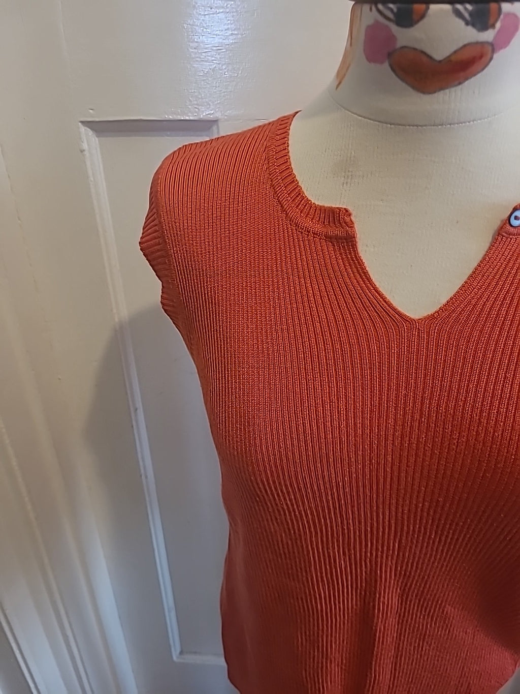 Ladies House Of Fraser Size Large Orange Sleeveless Tshirt