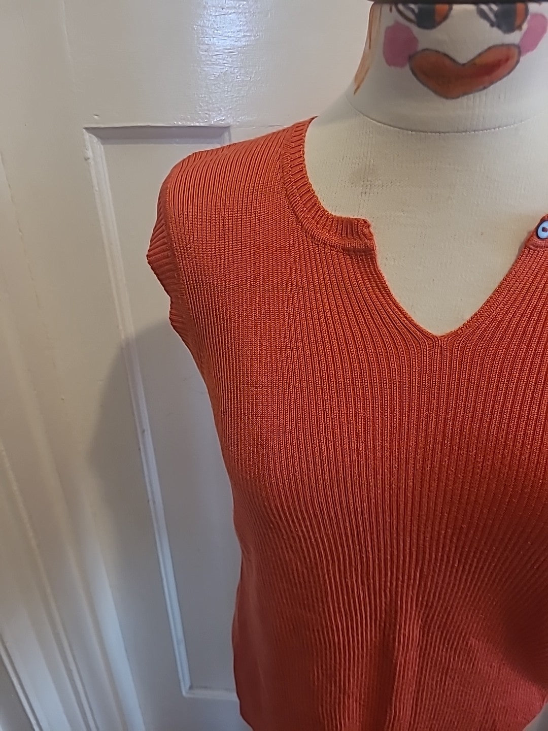 Ladies House Of Fraser Size Large Orange Sleeveless Tshirt