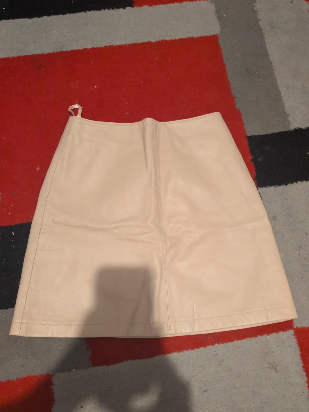 Warehouse 6 Salmon Pink Pleather Skirt