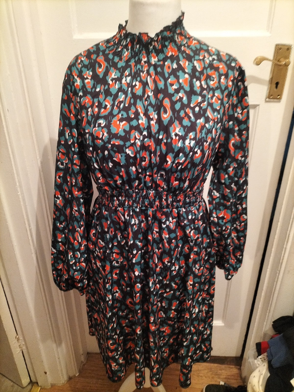Shein 0xl Black Cowl Neck Long Sleeved Dress Multi