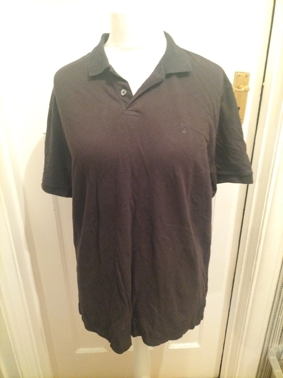 Mens Next Size XL Black Slim Fit Short Sleeved Polo