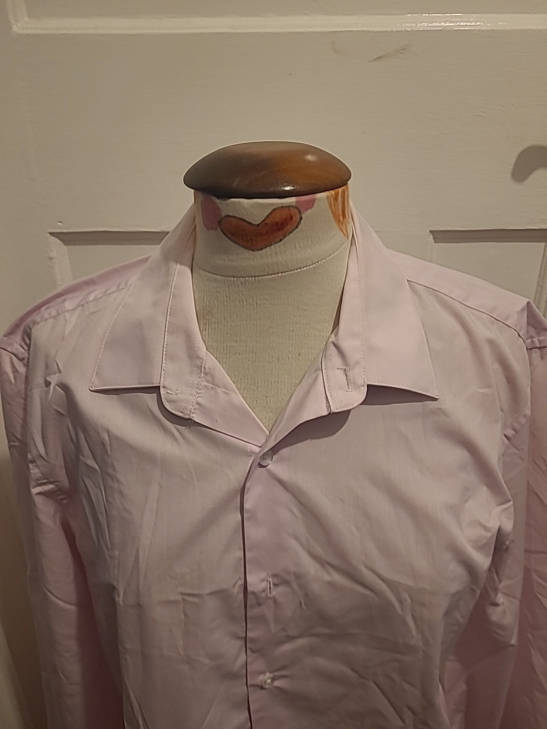 Mens Primark Size 16" Baby Pink Slim Fit Long Sleeved Dress Formal Shirt