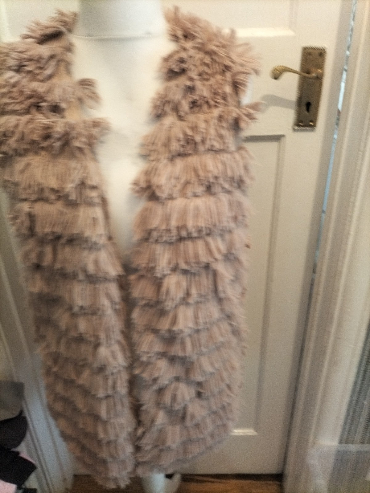 Ladies Papaya Size 12 Pale Brown Lined Fluffy Sleeveless Cardigan