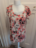 Marks And Spencer 16 Pink/Black/Natural Short Sleeve Blouse