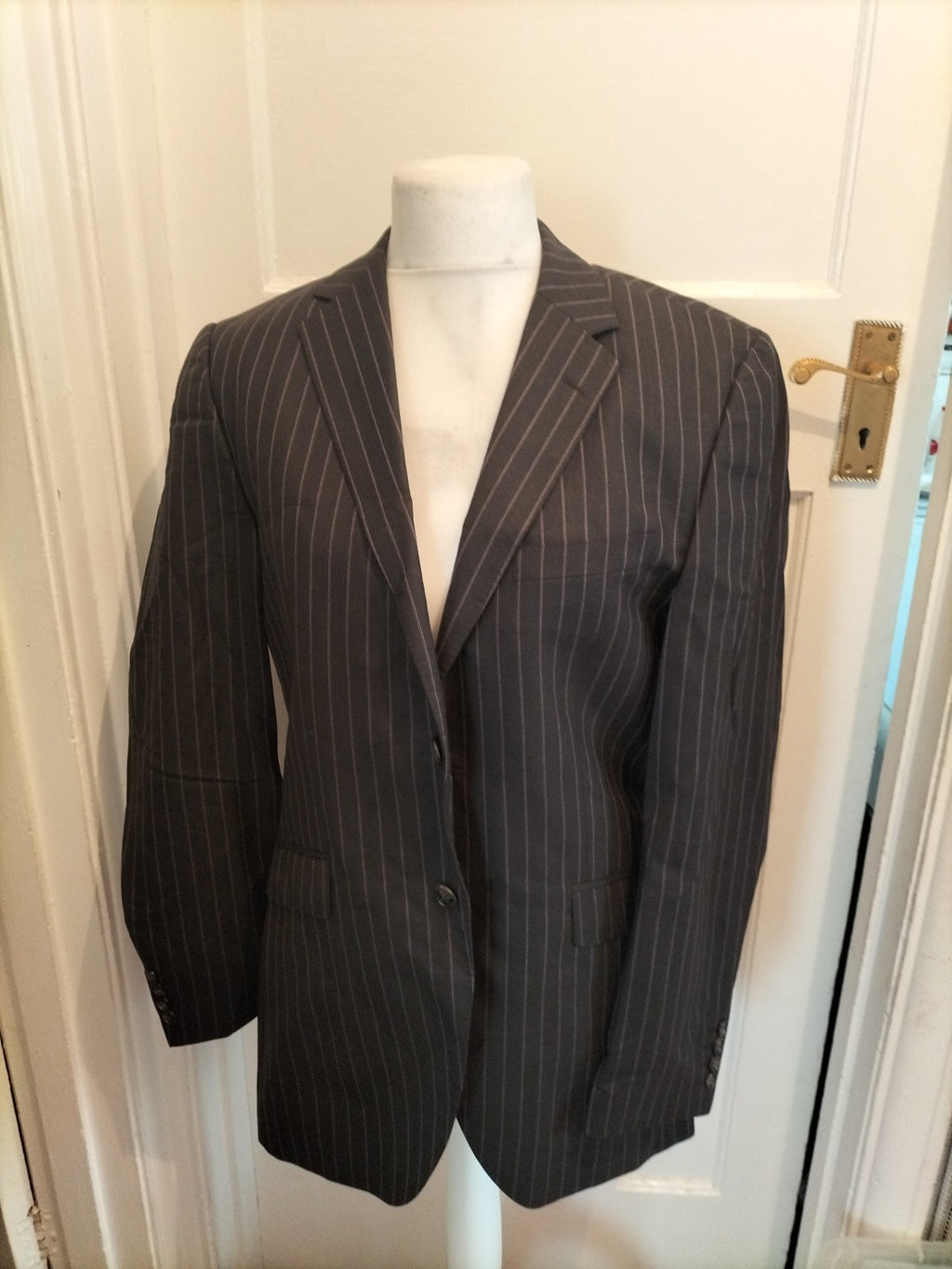 Mens Saville Row Size 40L Black And Purple Suit Jacket
