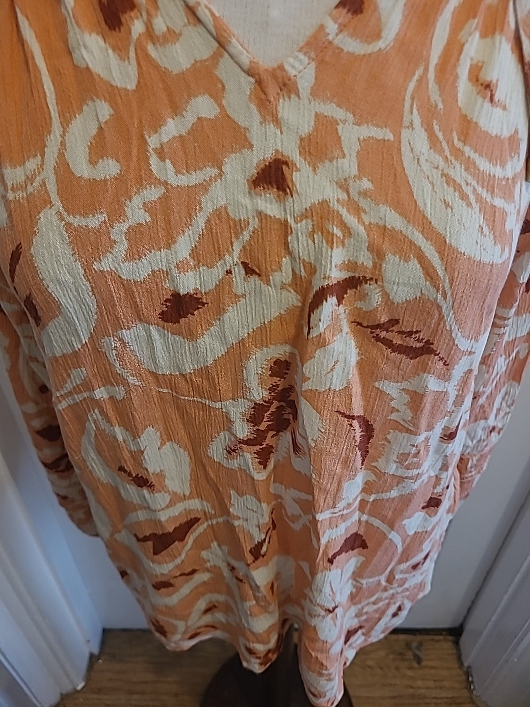 Ladies Peacocks Size 8 Pink Cream Long Sleeved Blouse