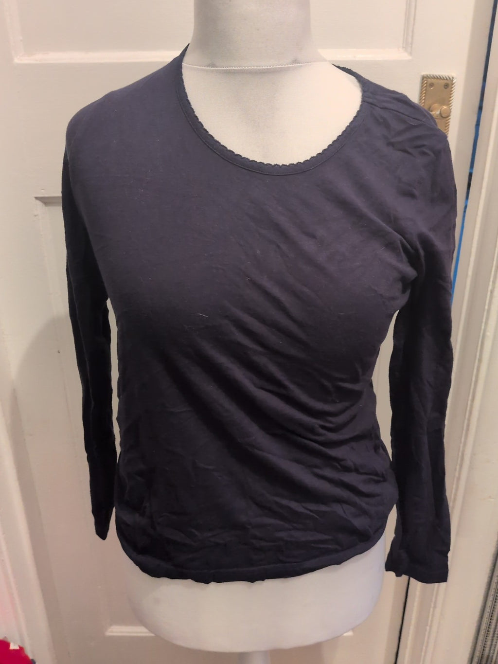 Marks And Spencer 6-8 Navy Long Sleeve Pyjama Top
