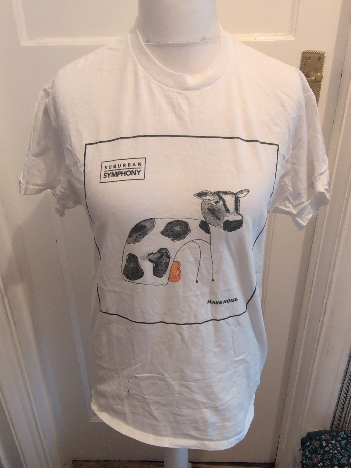 Gildan Medium White Cow Pattern Short Sleeve T-shirt