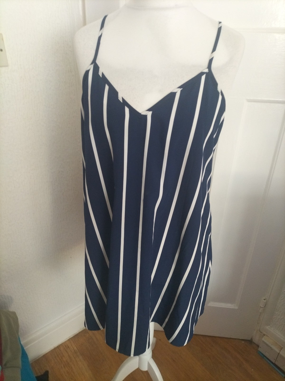 Ladies Shein Size Large Navy Striped Sleeveless Blouse
