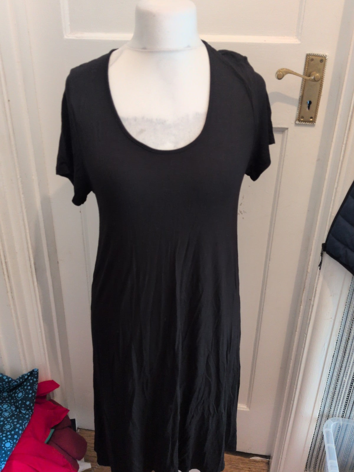 Primark 18 Black Short Sleeve Round Neck Long Length Dress