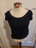 Ladies Primark Size 10 Black Wide Round Neck Tshirt