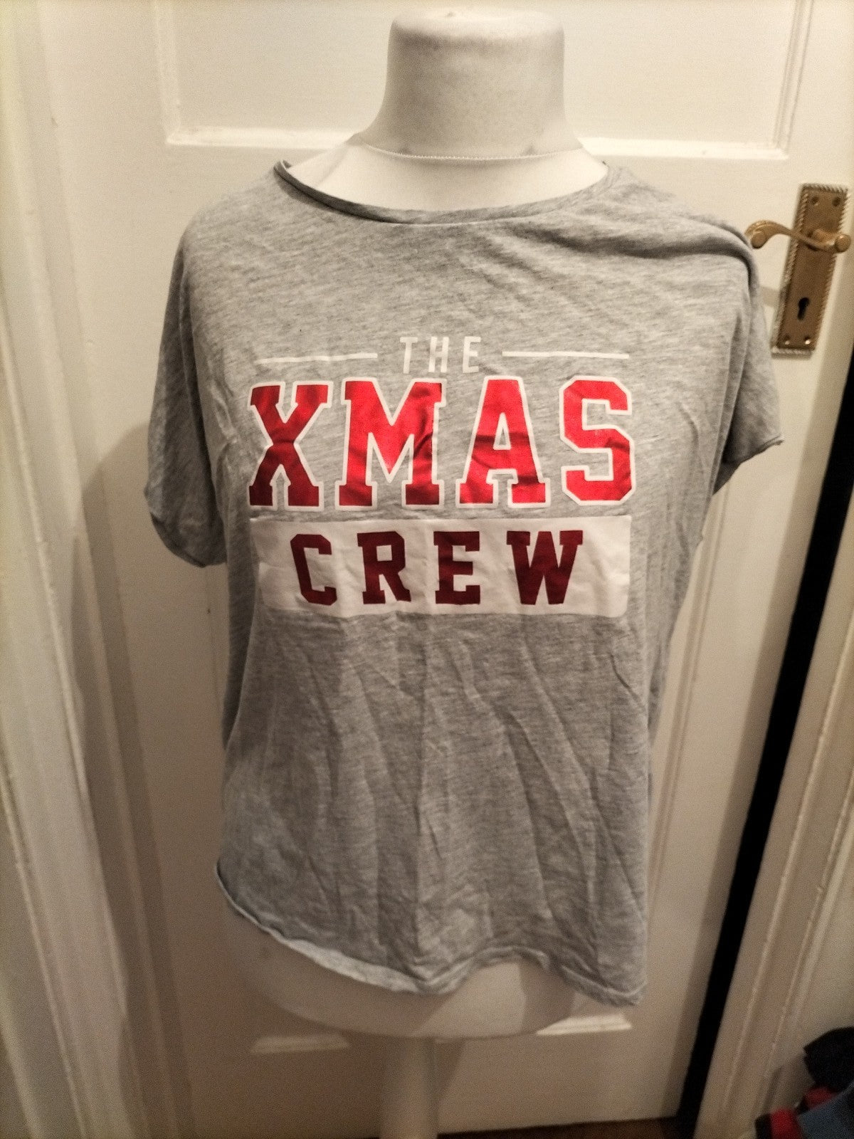 Papaya XL Grey Xmas Crew Short Sleeve Pyjama Top