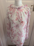Ladies Size 2XL Pink Floral Long Sleeve Blouse