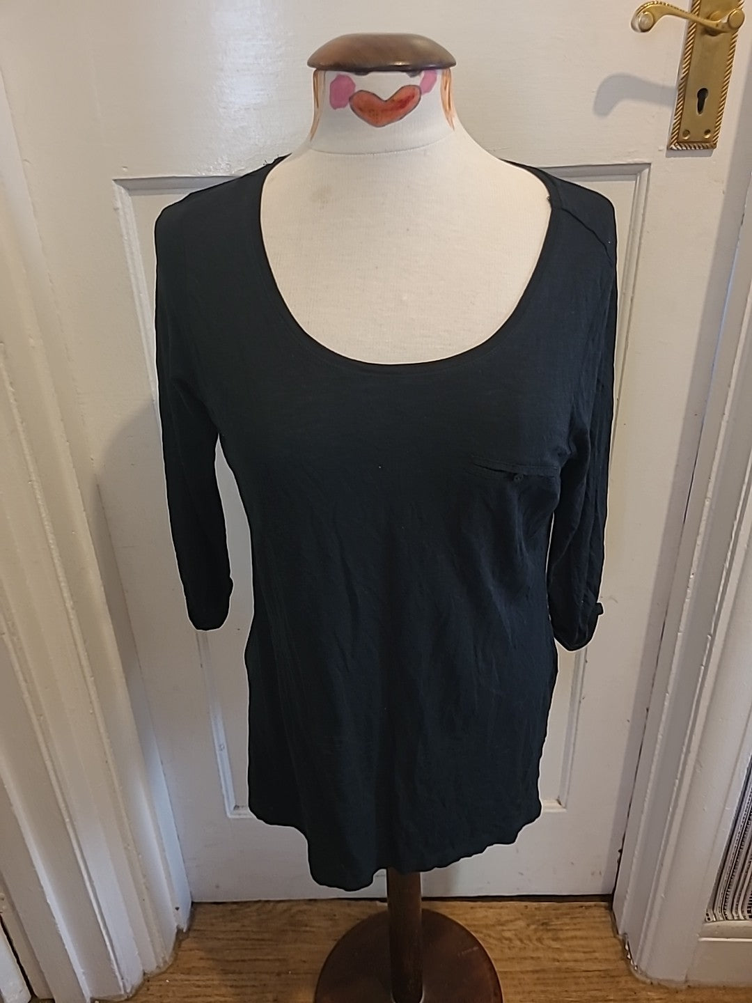 Ladies M+Co Size 12 Black Mid Sleeved Longline Blouse