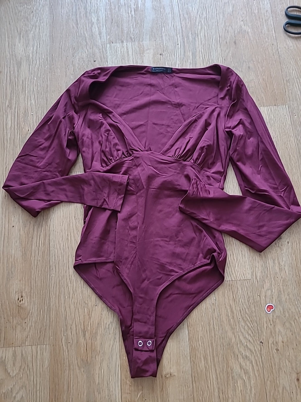 Stradivarius Medium Deep Plum Long Sleeved Bodysuit