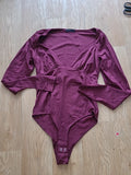 Stradivarius Medium Deep Plum Long Sleeved Bodysuit