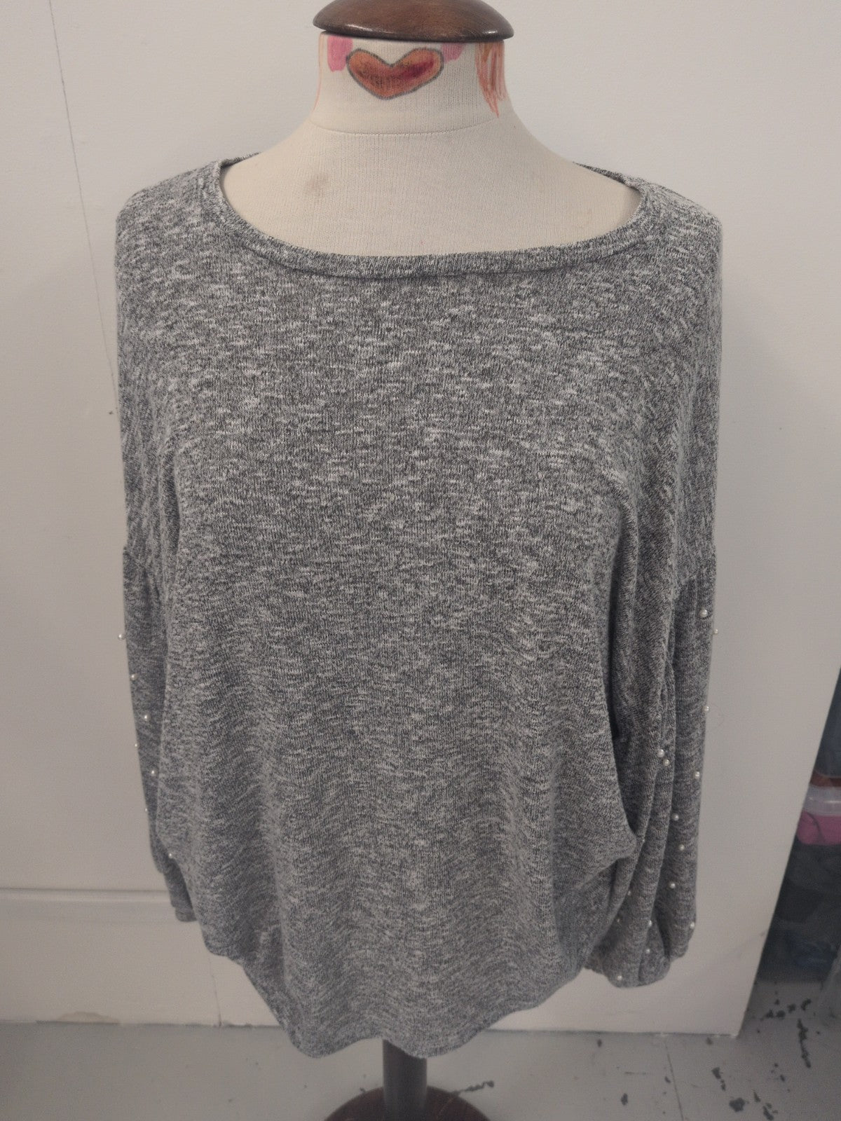 Tu 18 Grey Fleck Long Sleeve With Diamante Jumper