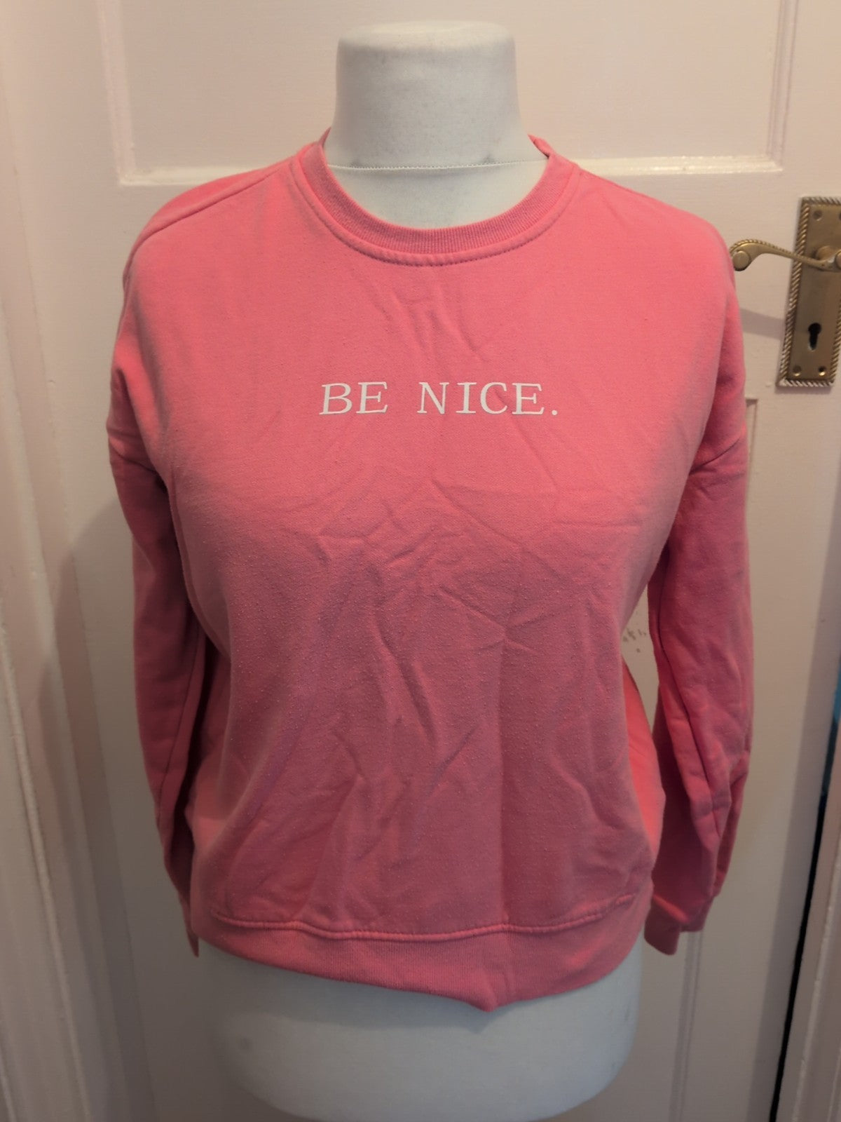 Ladies Size Medium Pink Long Sleeved Be Nice Jumper