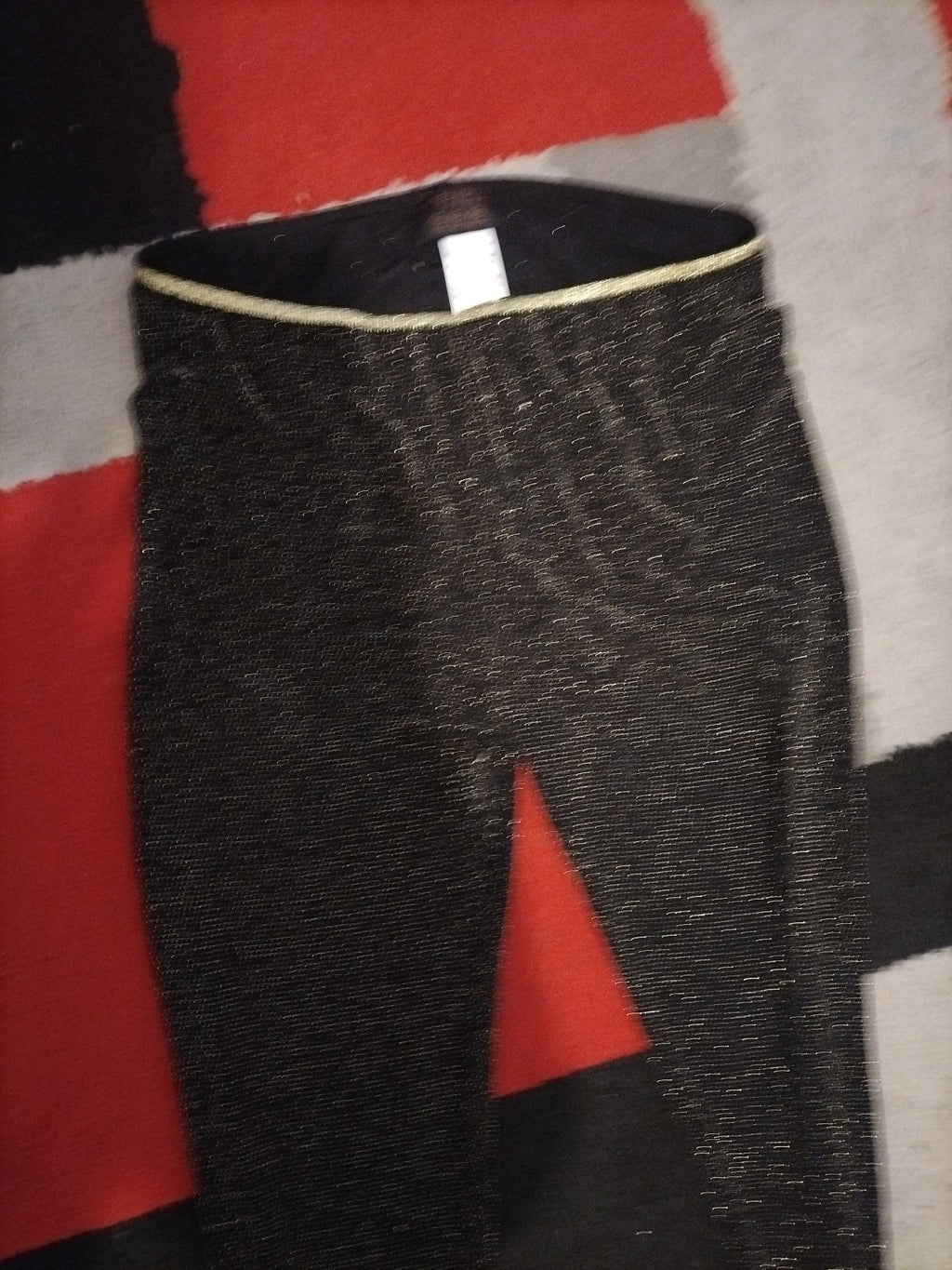 Ladies Primark Size 12 Gold And Black Elasticated Leggings