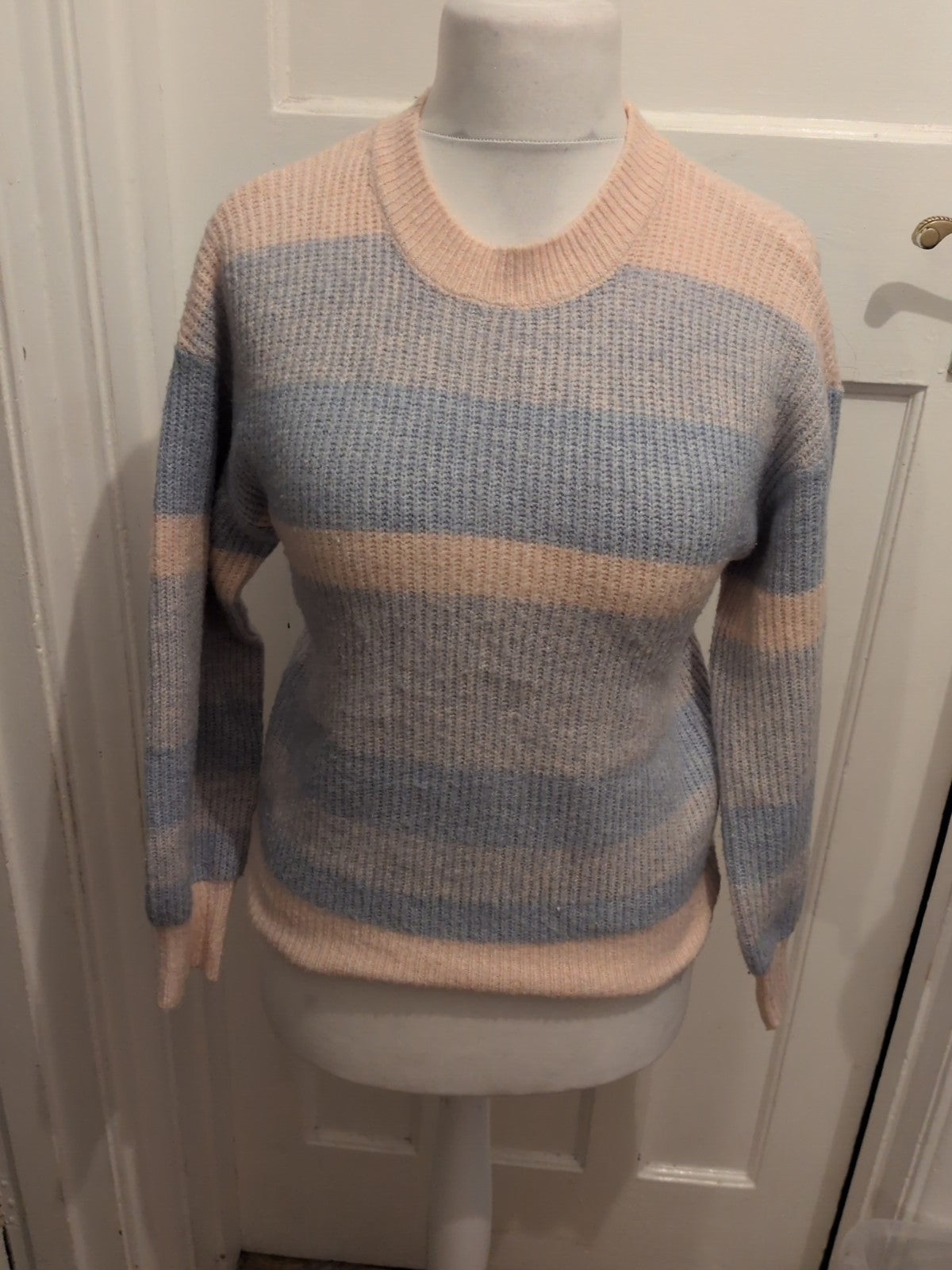 George Small Pale Pink And Blue Stripe Pullover Jumper