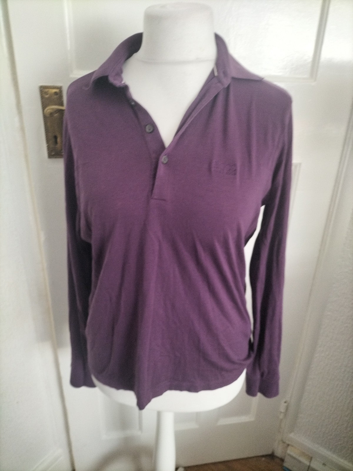 Mens Hugo Boss Size Small Long Sleeved Purple Polo