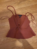 Ladies New Look Size 6 Burnt Orange/Brown Sleeveless Detailed Top
