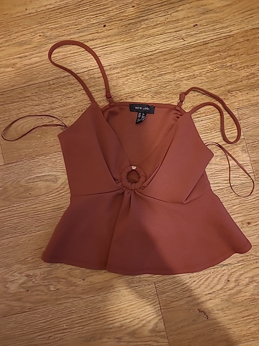 Ladies New Look Size 6 Burnt Orange/Brown Sleeveless Detailed Top